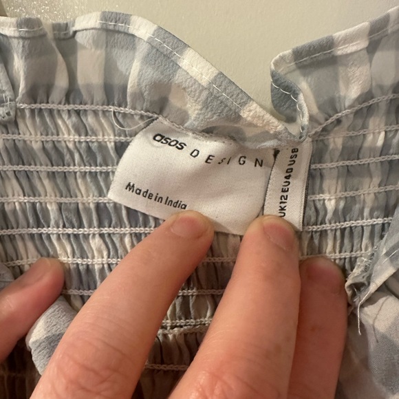 ASOS DESIGN shirred body-conscious mini sundress in pastel gingham - Picture 5 of 5